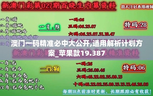 澳门一码精准必中大公开,适用解析计划方案_苹果款19.387