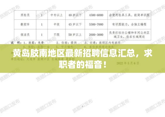 黄岛胶南地区最新招聘信息汇总，求职者的福音！
