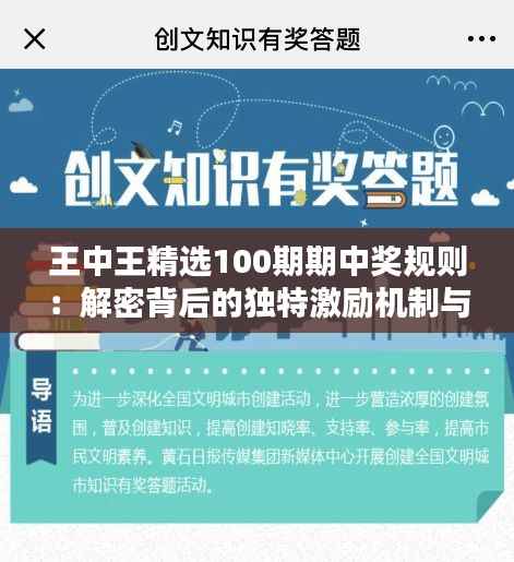 王中王精选100期期中奖规则：解密背后的独特激励机制与参与价值