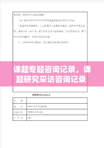 课题专题咨询记录,课题研究采访咨询记录