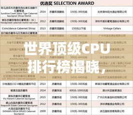 世界顶级CPU排行榜揭晓,谁领风骚独占鳌头?